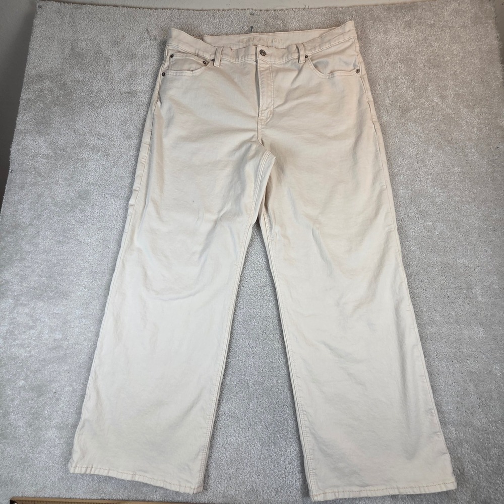 American Eagle Stovepipe Jeans Womens 18 Regular Cream Stretch Straight Leg